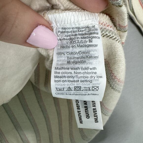 Madewell Womens Top Large Cream Flannel Sunday Shirt in Claxton Stripe Preppy - Picture 15 of 16